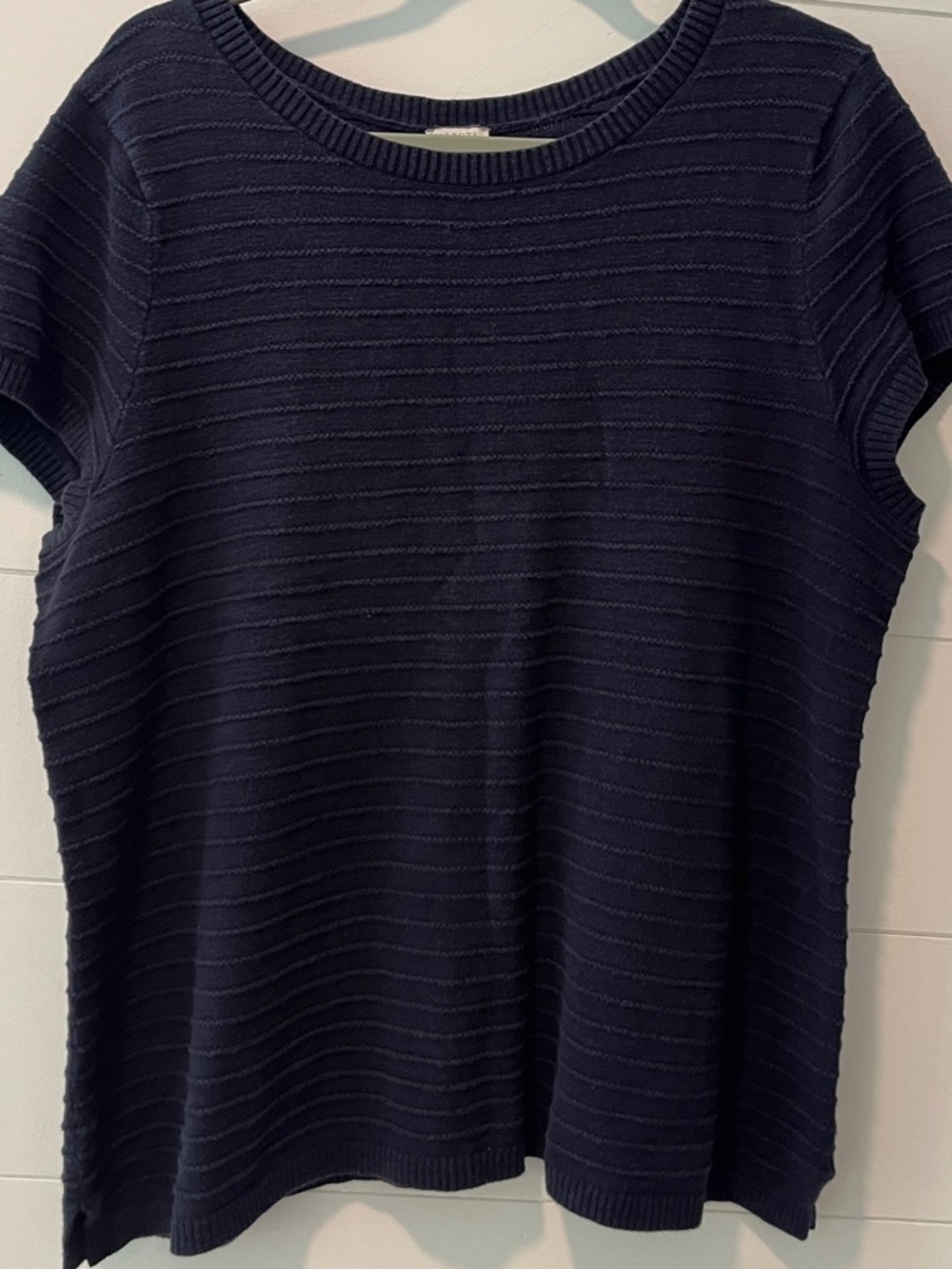 Talbots Navy Short-Sleeve Ribbed Knit Tee